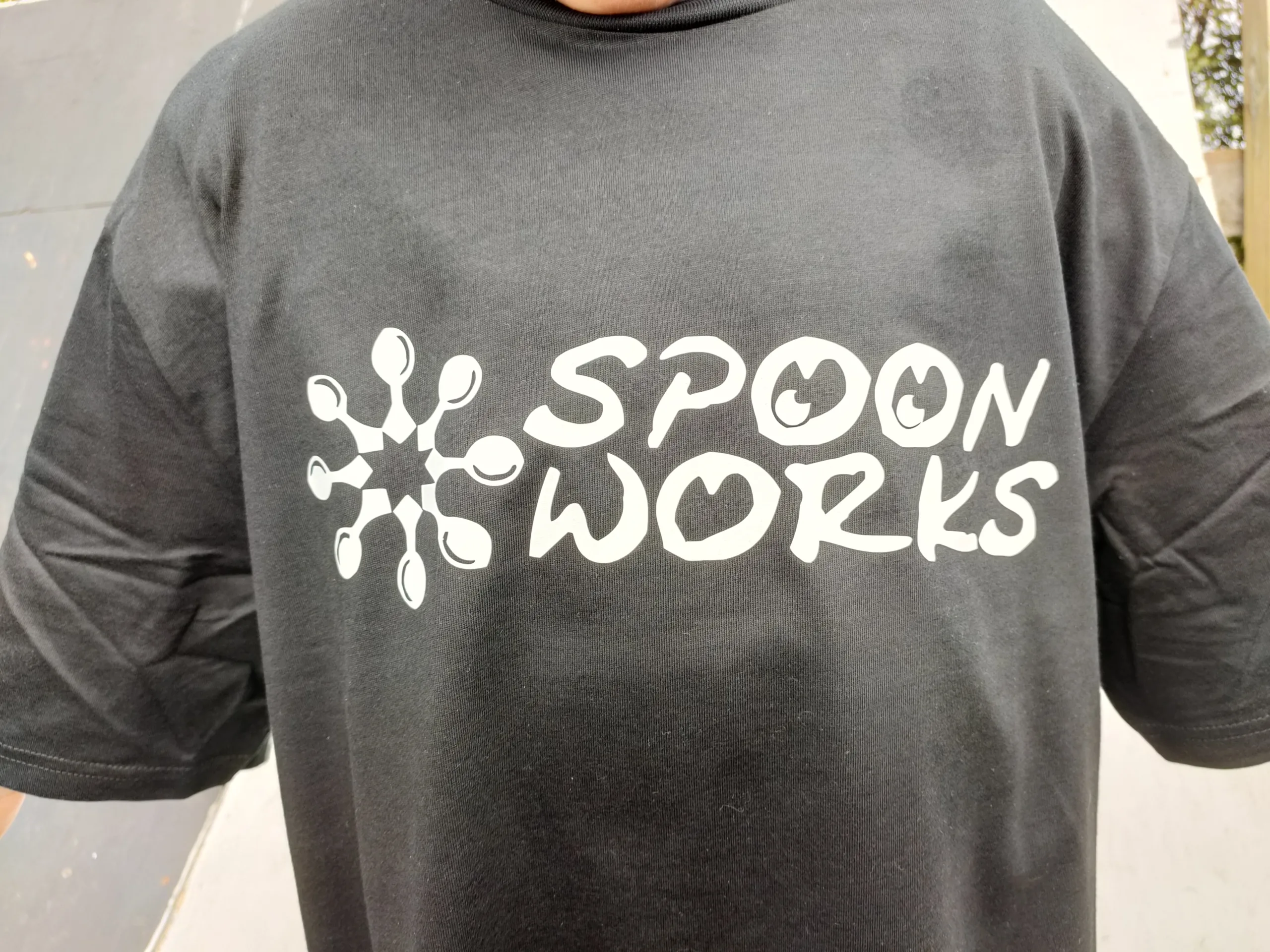 Spoonworks BMX Base Line T-Shirts (Black - Large Logo)