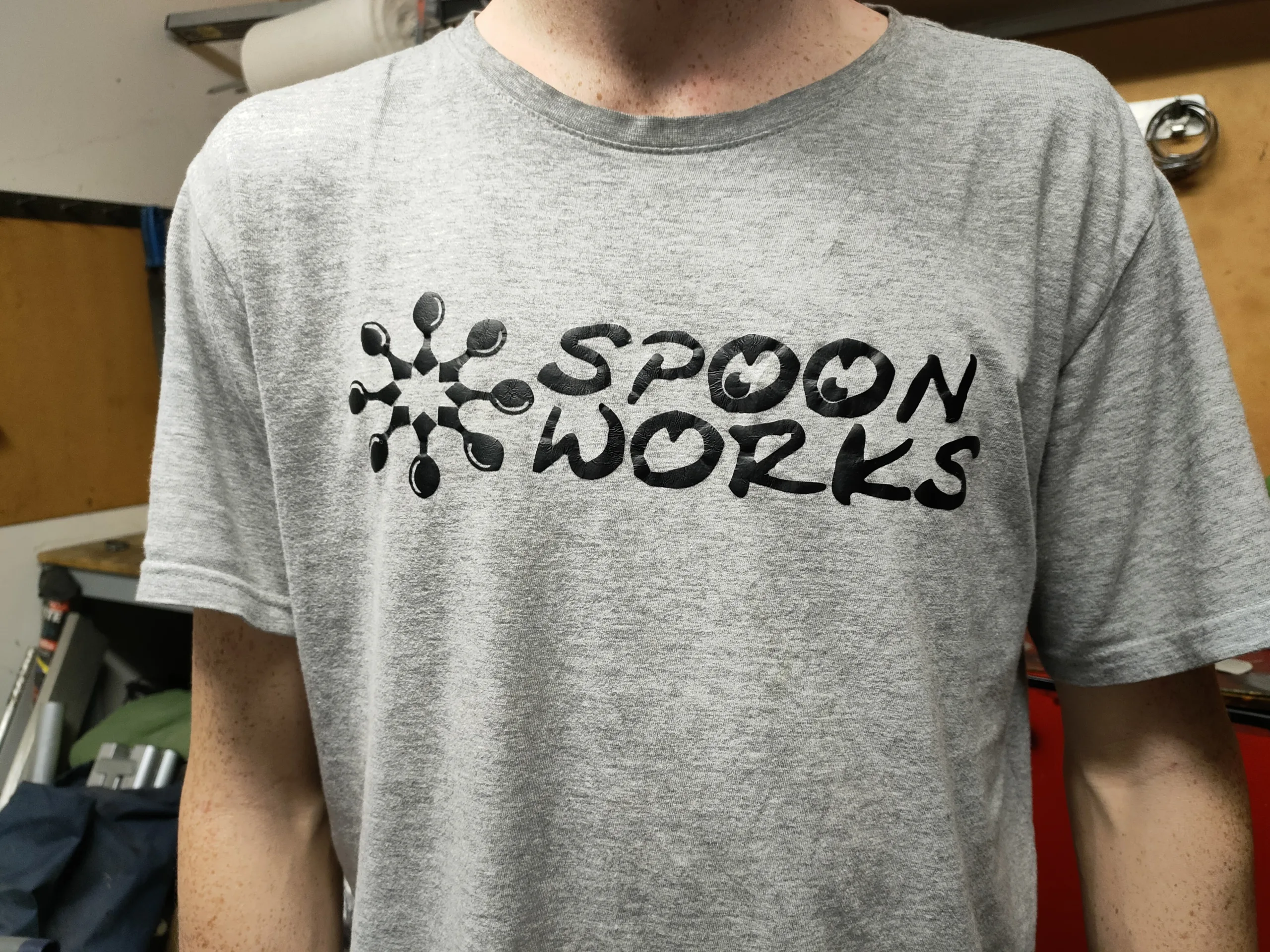 Spoonworks BMX Base Line T-Shirts (Gray - Large Logo)