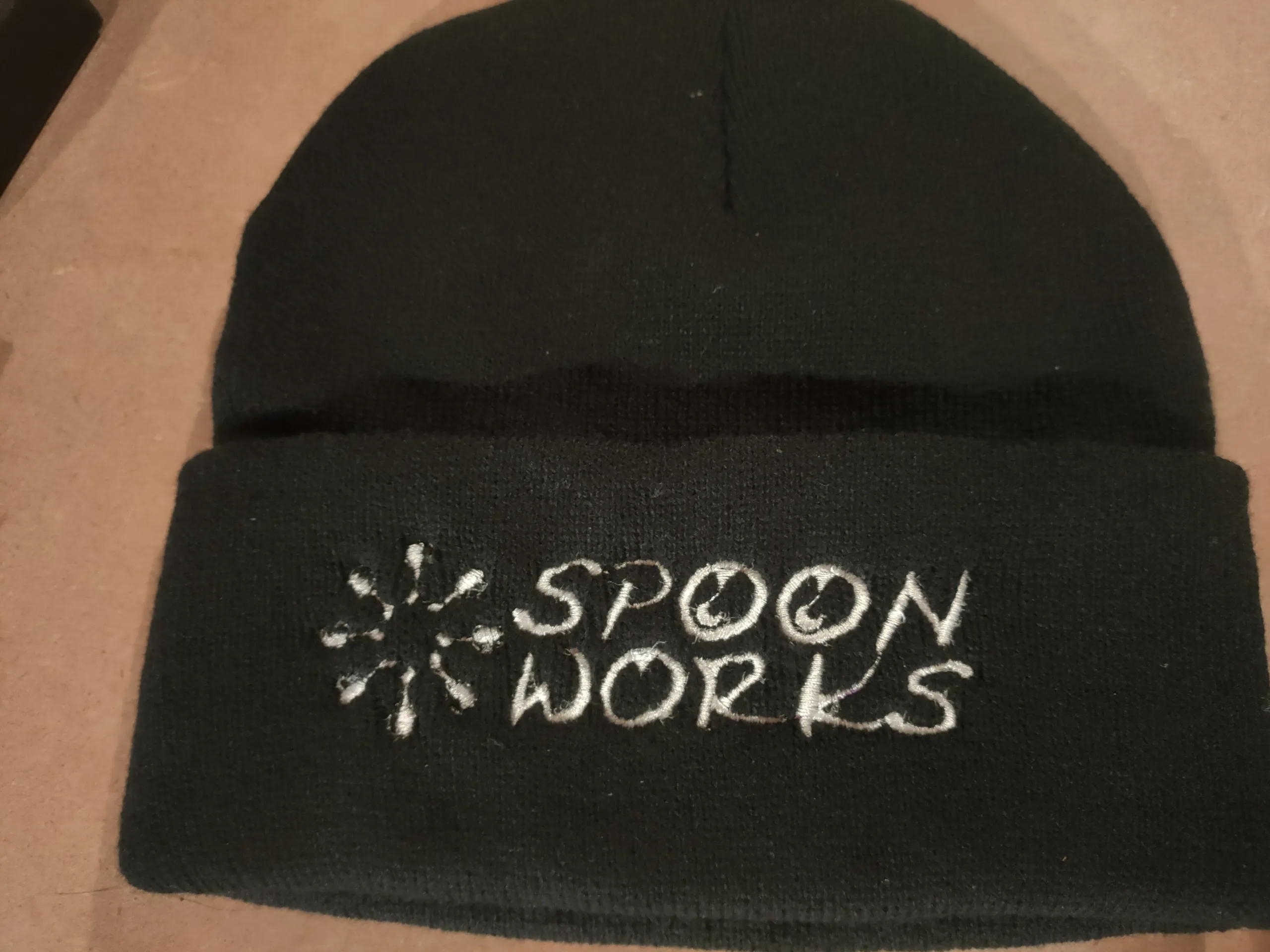 Spoonworks BMX Base Line Logo Beanie (Black/White)