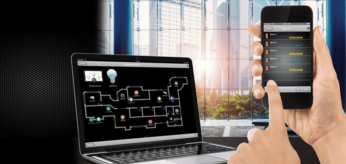 Access control managed from a laptop and phone