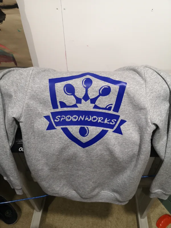 Spoonworks Shield Hoodie (Gray/Blue Logo) 2